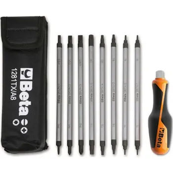 Šroubovák SADA HROTŮ OBOUSTRANNÝCH 8 KS + RUKOJEŤ-MODEL 1281BG-TX/A8 (Sada 8 oboustranných šroubováků a 1 příslušenství v kufříku)