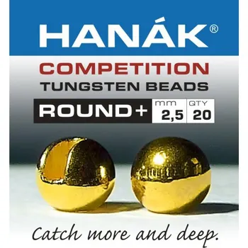 Tungstenové kuličky Hanák Competition ROUND+ Zlatá 2,5 mm, 20 ks