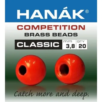 Mosazná hlavička Hanák Competition CLASSIC fluo červená 2,0 mm, 20 ks