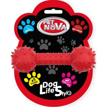 Hračka pro psa Pet Nova Kost s rolničkou červená 14cm