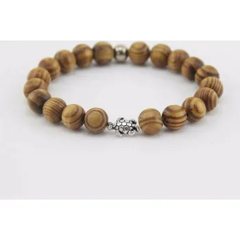 Náramek Modlitební dřevěné korálky na ruku s želvičkou