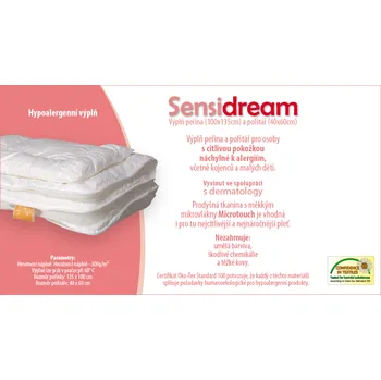 Polštář Hypoalergenní peřinka a polštář 135x100/40x60 cm LittleUP Sensidream