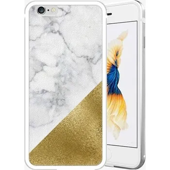 Pouzdro na mobilní telefon iSaprio Gold and WH Marble pro Apple iPhone 6/6s Silver