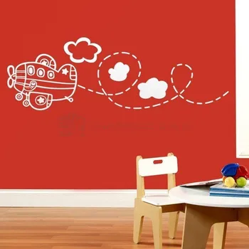 Samolepící dekorace Dekorace-steny.cz - Samolepka na zeď - Dětské letadlo, 30 x 100 cm - 833