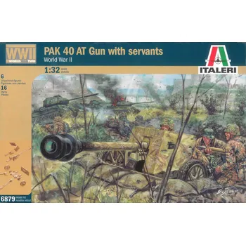 Plastikový model Italeri WWII PAK 40 AT Gun with servants 1:32