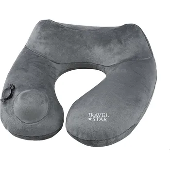 Cestovní polštářek Travelstar Premium nafukovací cestovní polštář - šedý