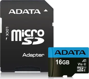 Paměťová karta ADATA Premier microSDHC 16 GB Class 10 UHS-I U1 V10 + SD adaptér (AUSDH16GUICL10A1-RA1)