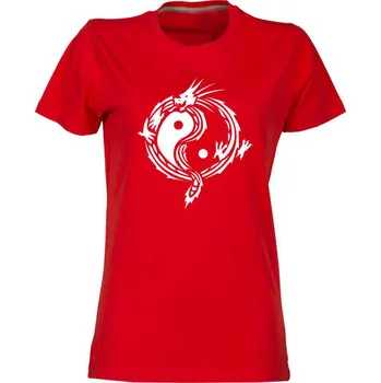 TUKAN AGENCY Dámské tričko Jin Jang drak Barva: Červená, Velikost: XS