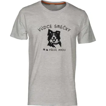 TUKAN AGENCY Pánské tričko Vůdce smečky Border kolie Barva: Šedý melír, Velikost: S