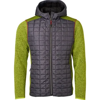 Pánská vesta Daiber Pánská bunda s kapucí Knitted Hybrid Jacket JN772 Barva: Kiwi melír - Antracitový melír, Velikost: S