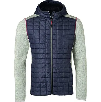 Pánská bunda Daiber Pánská bunda s kapucí Knitted Hybrid Jacket JN772 Barva: Světlý melír - anthracite melír, Velikost: S