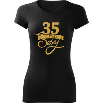 TUKAN AGENCY Dámské tričko Stále sexy 35 let Barva: Černá - Zlatá, Velikost: L