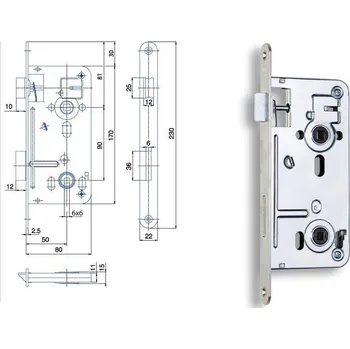zadlabací zámek Zadlabací zámek pro WC Hobes 540 pravolevý Varianta: šířka čela 20 mm, zinek bílý