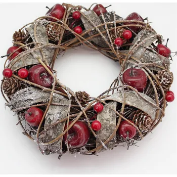 Zahradní dekorace Kruh proutí zdobený 24cm (AD61504-M)