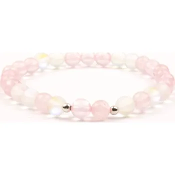 Náramek Moni - dámský náramek růženín měsíční kámen matný