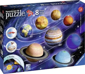 3D puzzle Ravensburger Puzzleball Sluneční soustava 3D 522 dílků