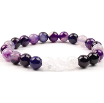 Náramek Moni - dámský náramek achát fialový křišťál