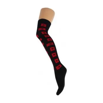 Dámské ponožky Nadkolenky karty, Velikost: UK- 4-7, EU ( 37-42 ), Barva Červená Gift3 OTK90