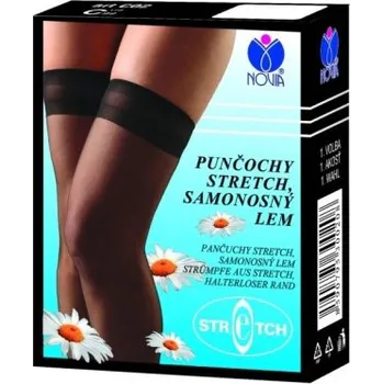 Dámské punčochy Punčochy stretch samonosný lem, Velikost: 27, Barva Černá C02