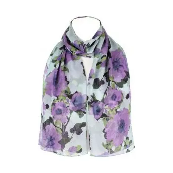 Šátek šifónový květovaný, Barva Fialová Gift3 301274