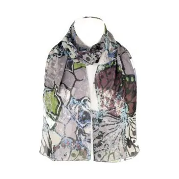 Šátek Šátek šifónový květiny, Barva Šedá Gift3 301270