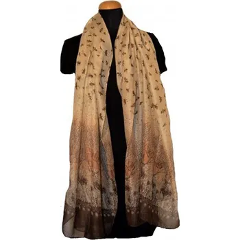 Šátek Šátek ptáčci, Barva Hnědá 1708