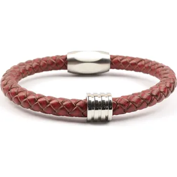 Náramek Pánský kožený náramek retro red ocel