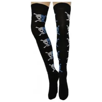 Dámské ponožky Nadkolenky s lebkami, Velikost: UK- 4-7, EU ( 37-42 ), Barva Tyrkysová Gift3 1207