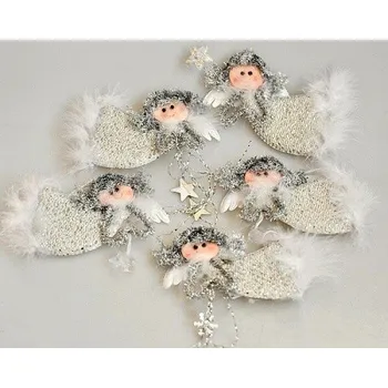 Zahradní dekorace Látkový anděl stříbrný 12 cm (81771)