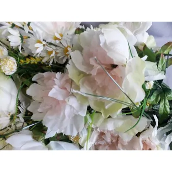 umělá květina Pivoňka kytice velká, Barva bílo-růžová X182