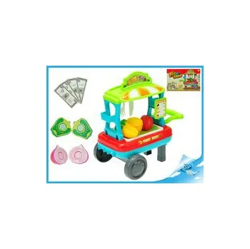 Dětská kuchyňka Mikro Trading Vozík ovoce/zelenina pojízdný 23x33x20cm s doplňky v krabičce