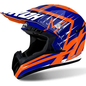 Helma na motorku Airoh Switch Startruck modrá/oranžová