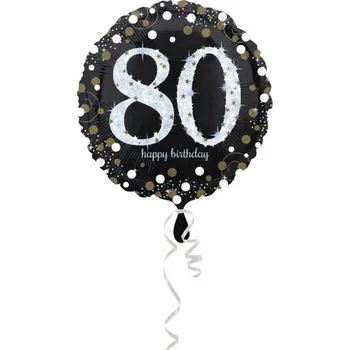 Balónek Fóliový balonek č. 80 - černý, kulatý, 43 cm