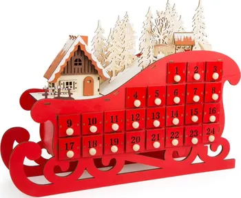 Vánoční dekorace Small foot by Legler Dřevěný adventní kalendář sáňky 34 cm