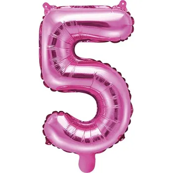 Fóliový balónek číslo 5 - růžový, 35 cm