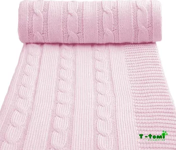 Dětská deka T-tomi pletená deka 80 x 100 cm růžová