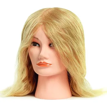 BraveHead 9866 Female Medium Blonde - cvičná hlava, 100% lidské vlasy, 35 - 40 cm