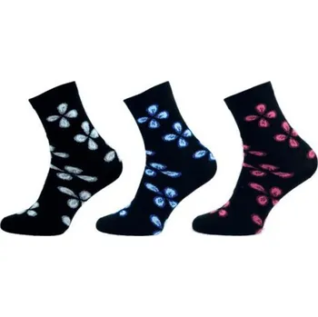 Dámské ponožky Dámské ponožky NOVIA Exclusive černý květ - 3 páry 39-41