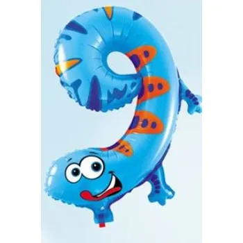 Balónek Balón foliový Mlok 35 cm - číslice 9 (NELZE PLNIT HELIEM) - safari