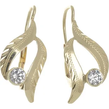 Náušnice Zlaté náušnice se zirkonem NA3019 + DÁREK ZDARMA