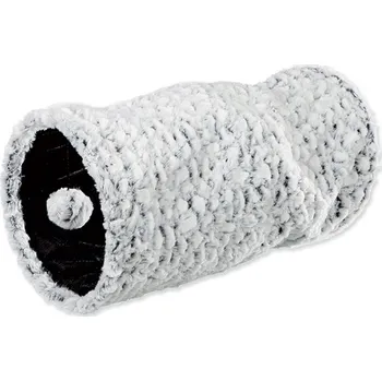 Trixie Plyšový tunel s hračkou bílo/černý 25 x 50 cm