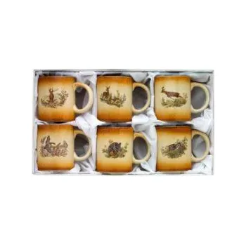 Stolování E-myslivost Přátelská sada 6x hrnek - různé myslivecké motivy