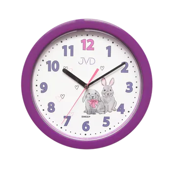 Hodiny Dětské fialkové netikající tiché hodiny JVD HP612.D2 s tichým chodem (s králíčkama)
