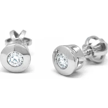Prsten Ručně vyrobené náušnice z bílého zlata s diamanty na šroubek J-30412-18 (J-30412-18 - POŠTOVNÉ ZDARMA!!)