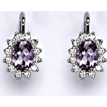 Náušnice Zlaté náušnice Kate, přírodní ametyst světlý, bílé zlato, náušnice ze zlata, šperky s ametystem, NK 1480