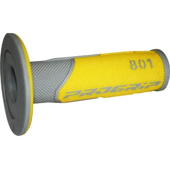 grip Dvouvrstvé motokrosové rukojeti - gripy Progrip 801 šedá/žlutá (Rukojeti na řidítka, ručky na moto)