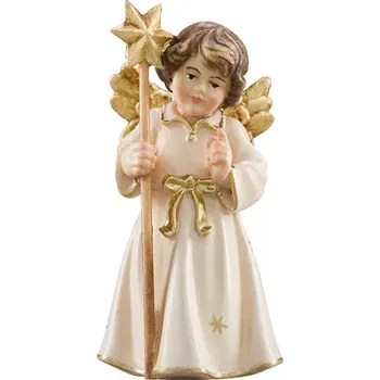 Vánoce Ornatis Anděl s hvězdou Provedení: Přírodní bez malování, Velikost stojících figur dospělých postav: 9 cm Dřevěný vyřezávaný anděl s hvězdou