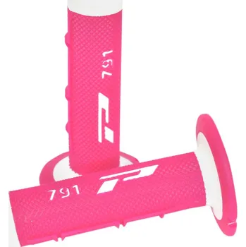 Dvouvrstvé motokrosové rukojeti - gripy Progrip 791 WHITE/FLUO PINK (Rukojeti na řidítka, ručky na moto)