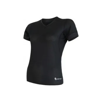 SENSOR COOLMAX AIR dámské triko kr.rukáv V-neck černá S; Černá triko