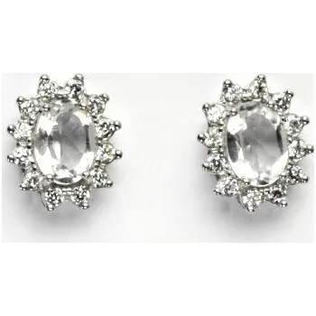 Náušnice Stříbrné náušnice Kate, přírodní křišťál a čiré zirkony, náušnice ze stříbra, NŠ 1480